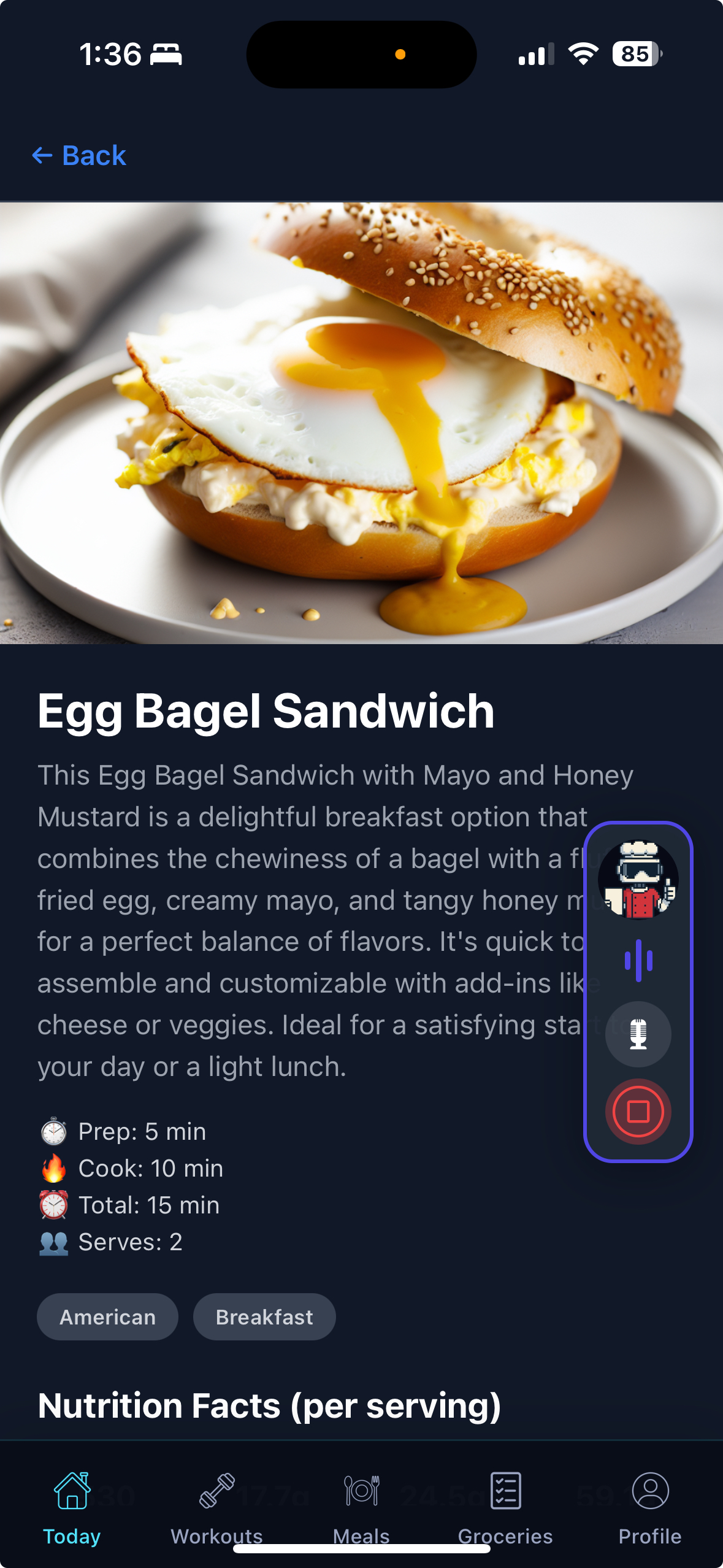 Ask Alfred for Cooking Help - iPhone