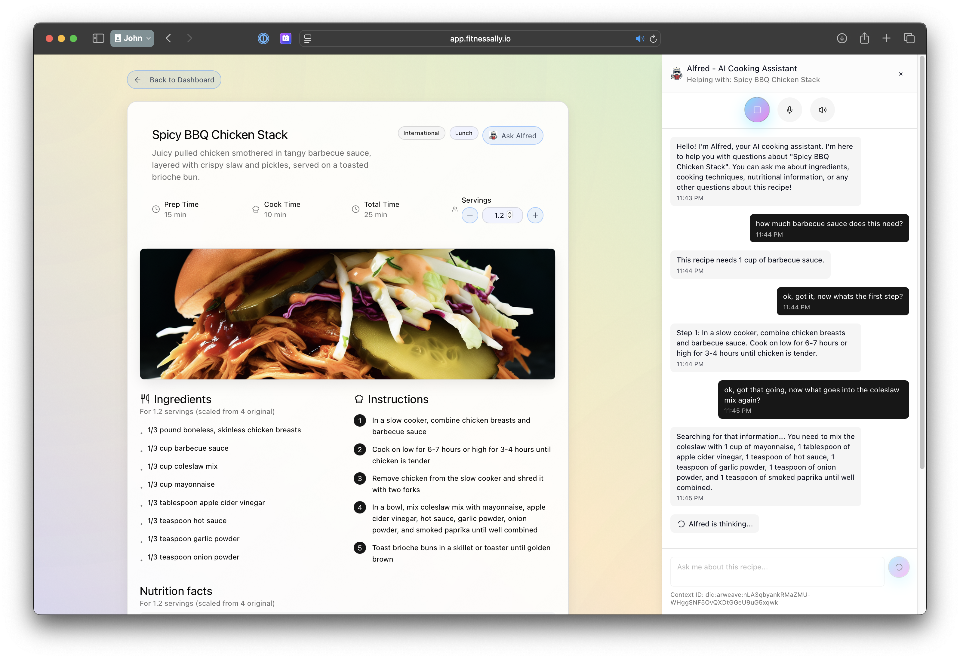 Ask Alfred for Cooking Help