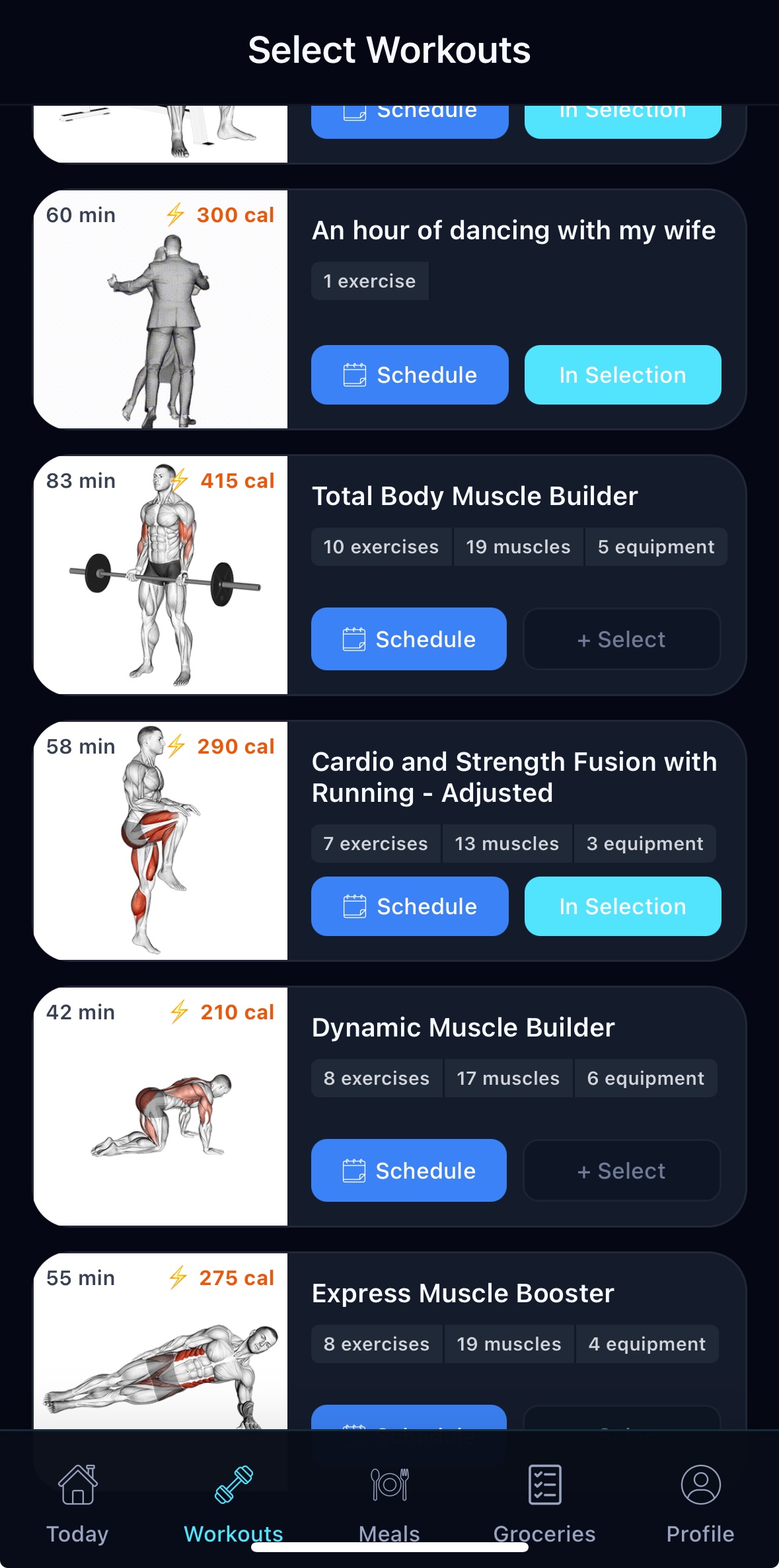Select Workouts - iPhone
